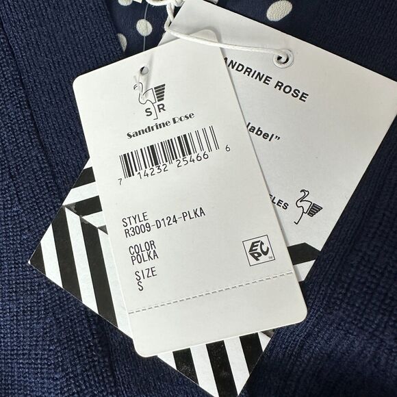 Sandrine Rose Polka Dot Oversized Mixed Media L/S Button Up Cardigan Women S NWT - Picture 9 of 9